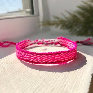 Cyber Hot Pink Boho Woven Bracelet